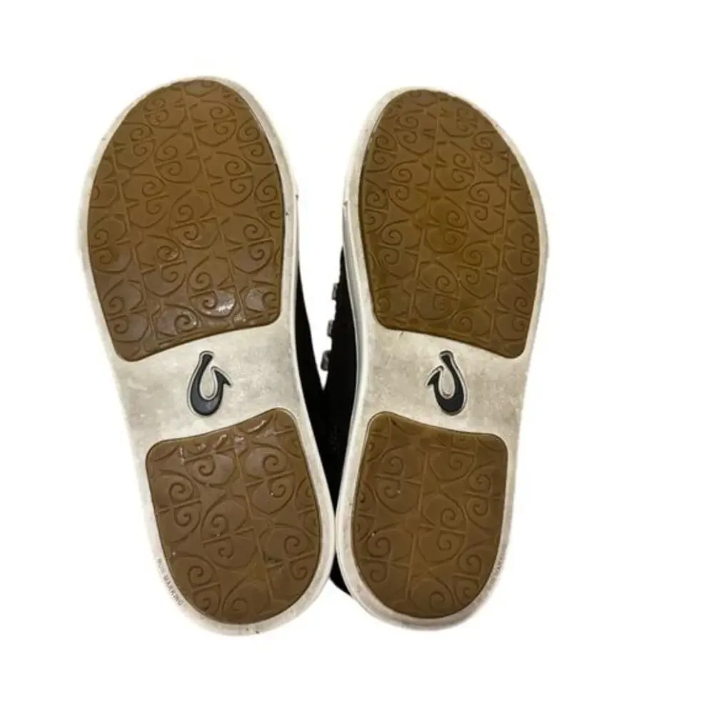 Olukai‎ Pehuea Black Canvas Hi-Top Sneakers Women's 6 Casual Fashion Shoes
